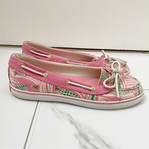 Sperry Pink Sequin Boat Loafers Shoes
